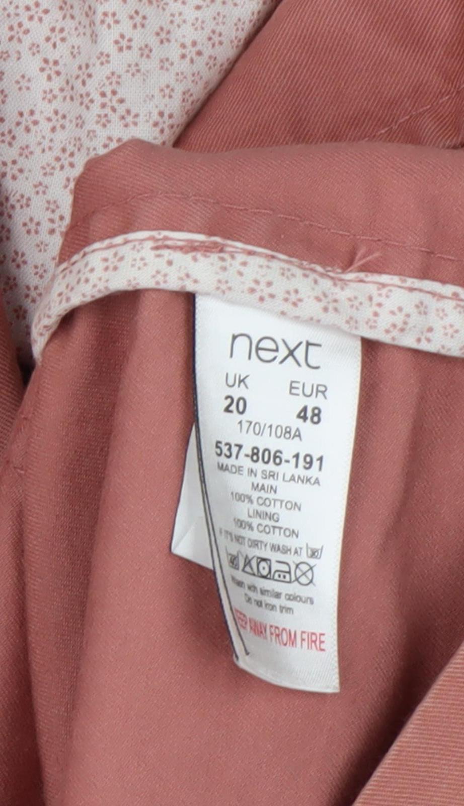 Next Women's Pink Cotton Military Jacket Size 20