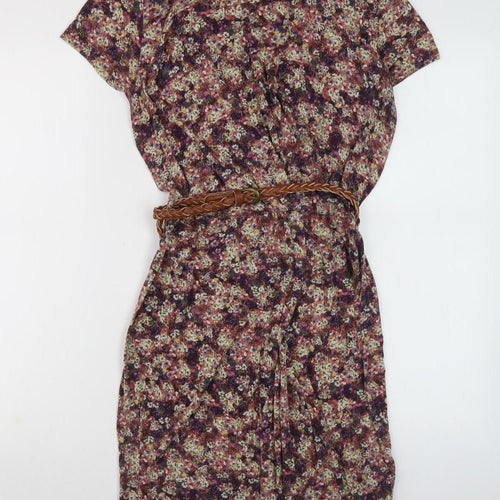 Warehouse Women's Multicoloured Floral Shift Dress Size 14