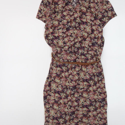 Warehouse Women's Multicoloured Floral Shift Dress Size 14