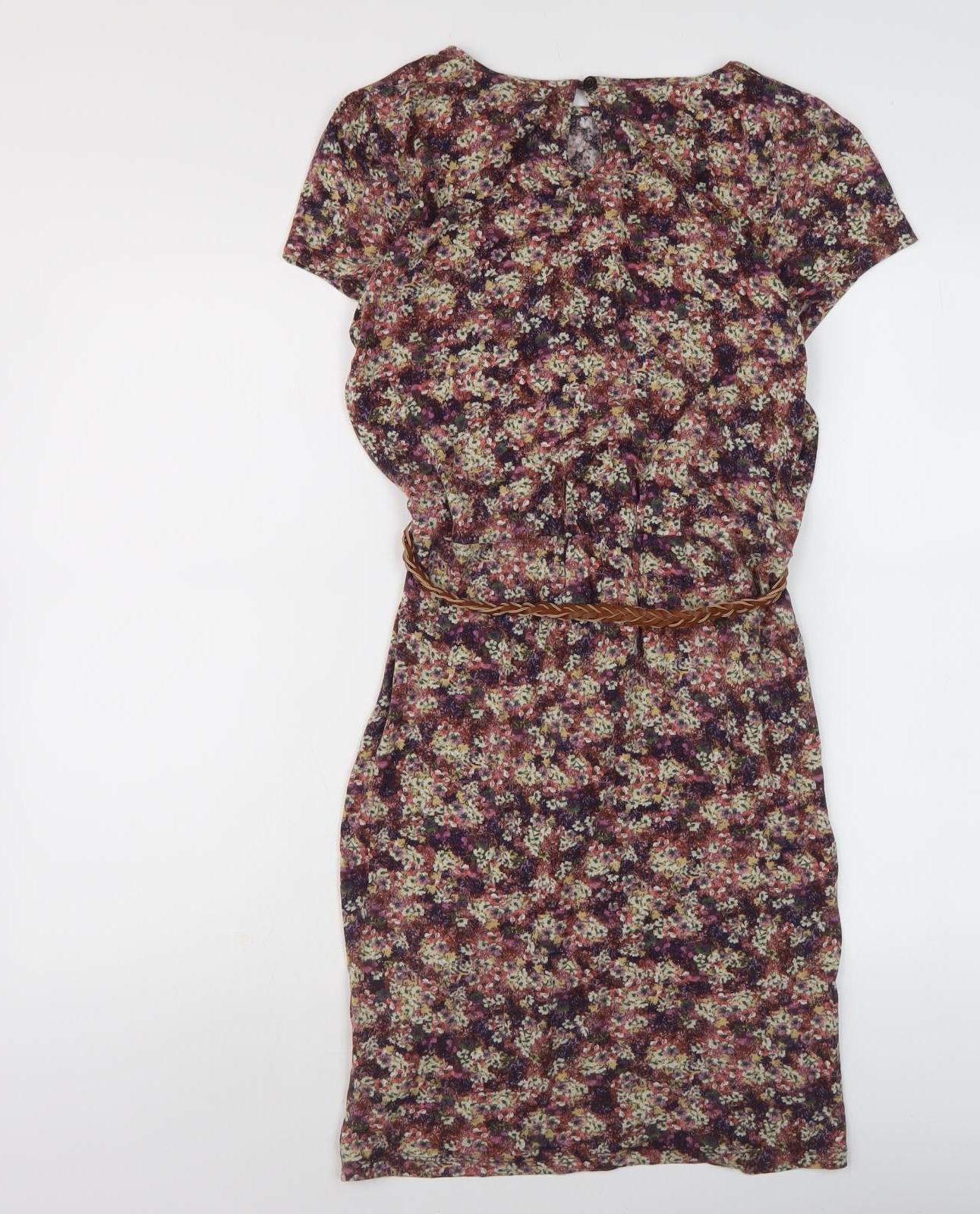 Warehouse Women's Multicoloured Floral Shift Dress Size 14