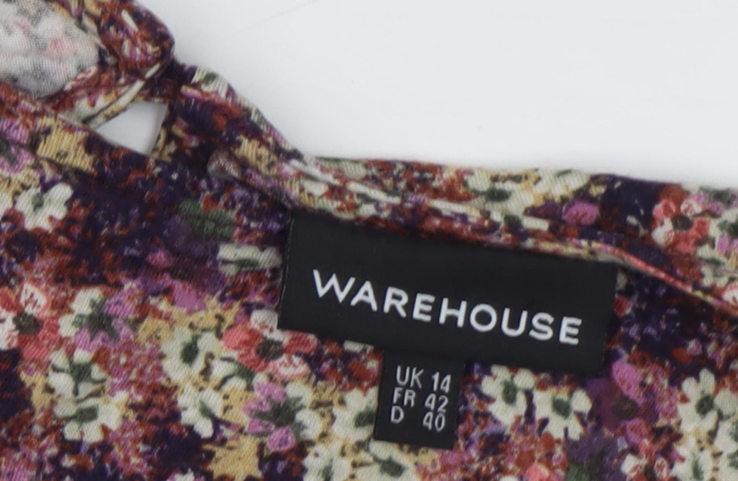 Warehouse Women's Multicoloured Floral Shift Dress Size 14