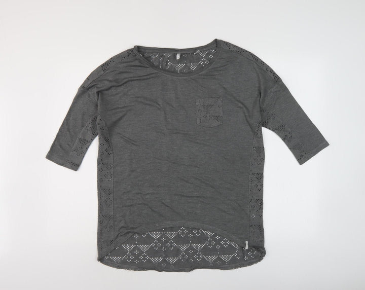 O'Neill Grey Women's 3/4 Sleeve Top - Size 10