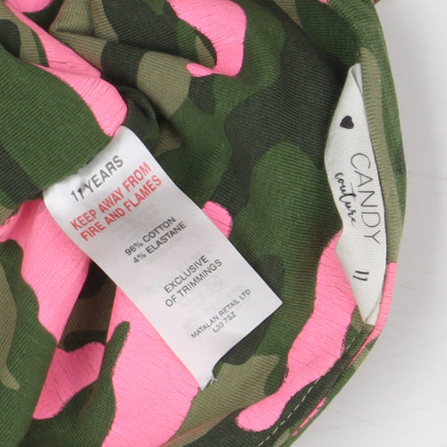 Candy Couture Girls Green Pink Camouflage T-Shirt, Size 11-12