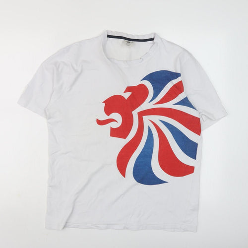 Team GB White T-Shirt, Small, Crew Neck, Casual, Summer