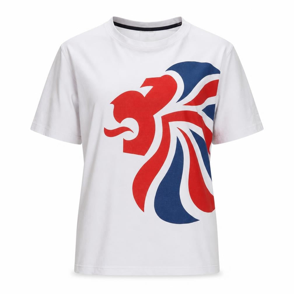 Front view of Team GB White T-Shirt, Small, Crew Neck, Casual, Summer