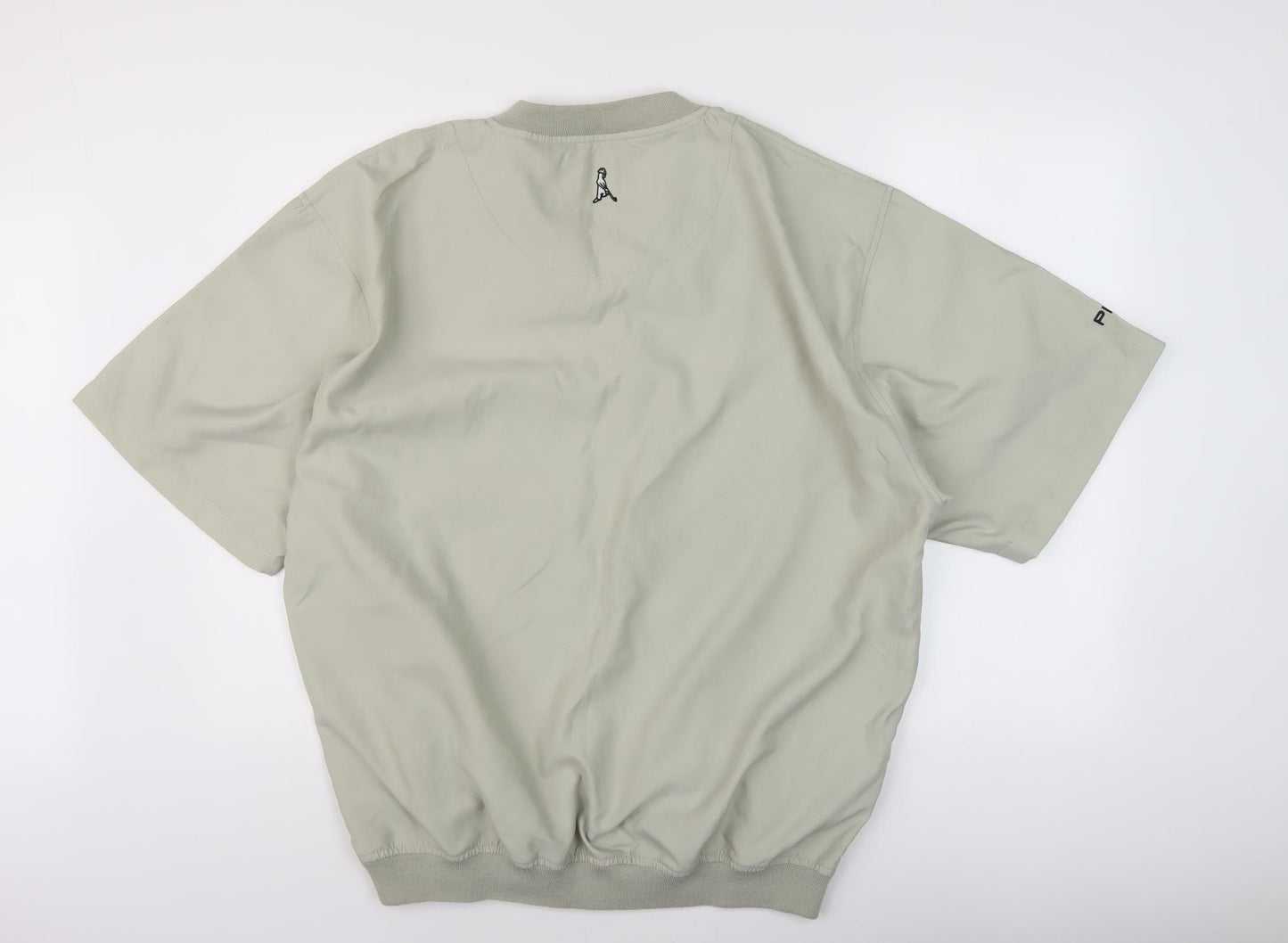 PING Men's Beige Short Sleeve V-Neck Shirt L