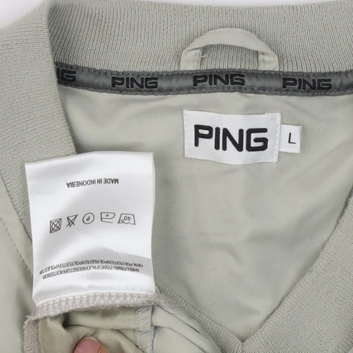 PING Men's Beige Short Sleeve V-Neck Shirt L