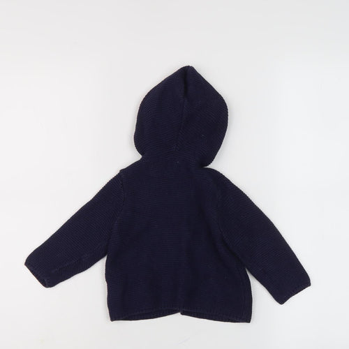 GAP Unisex Baby Blue Hooded Cardigan 9-12 Months Knit