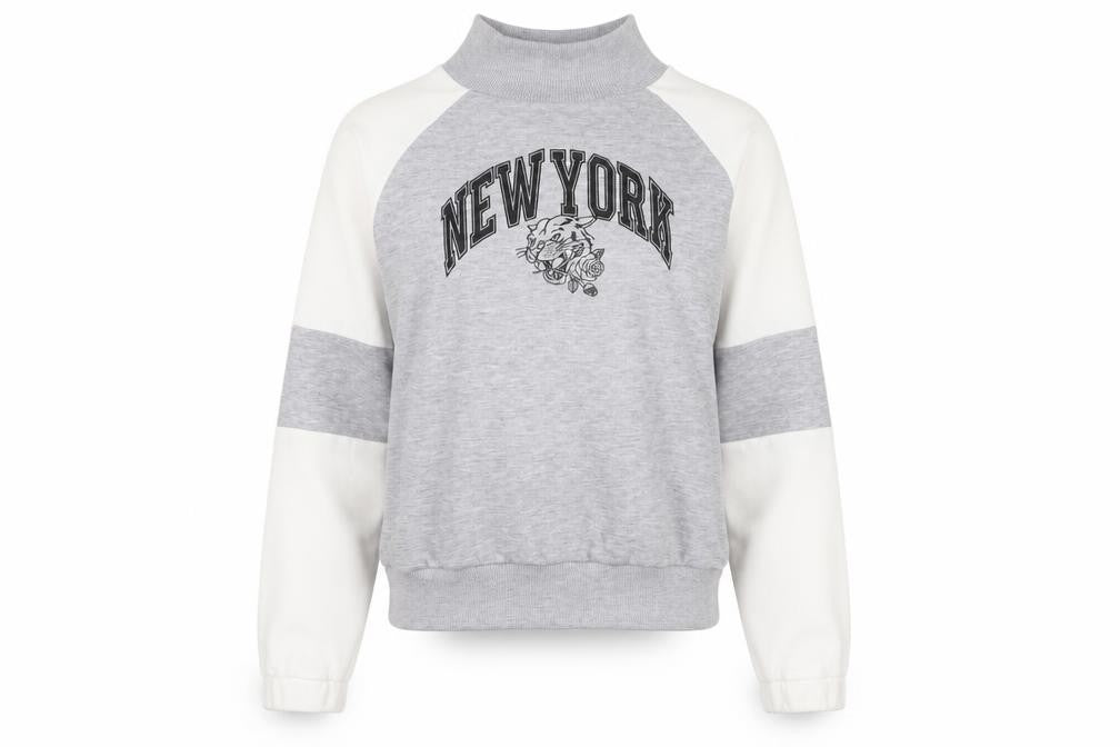 Front view of Boohoo Grey Women's Pullover Sweatshirt, size 12