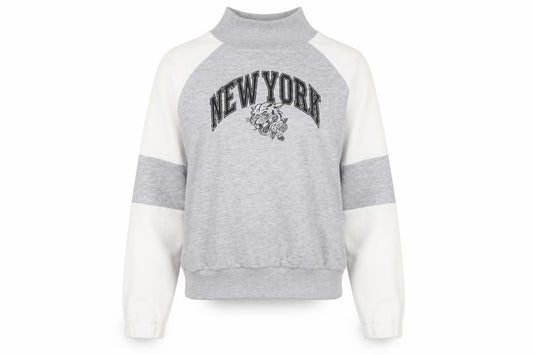 Front view of Boohoo Grey Women's Pullover Sweatshirt, size 12