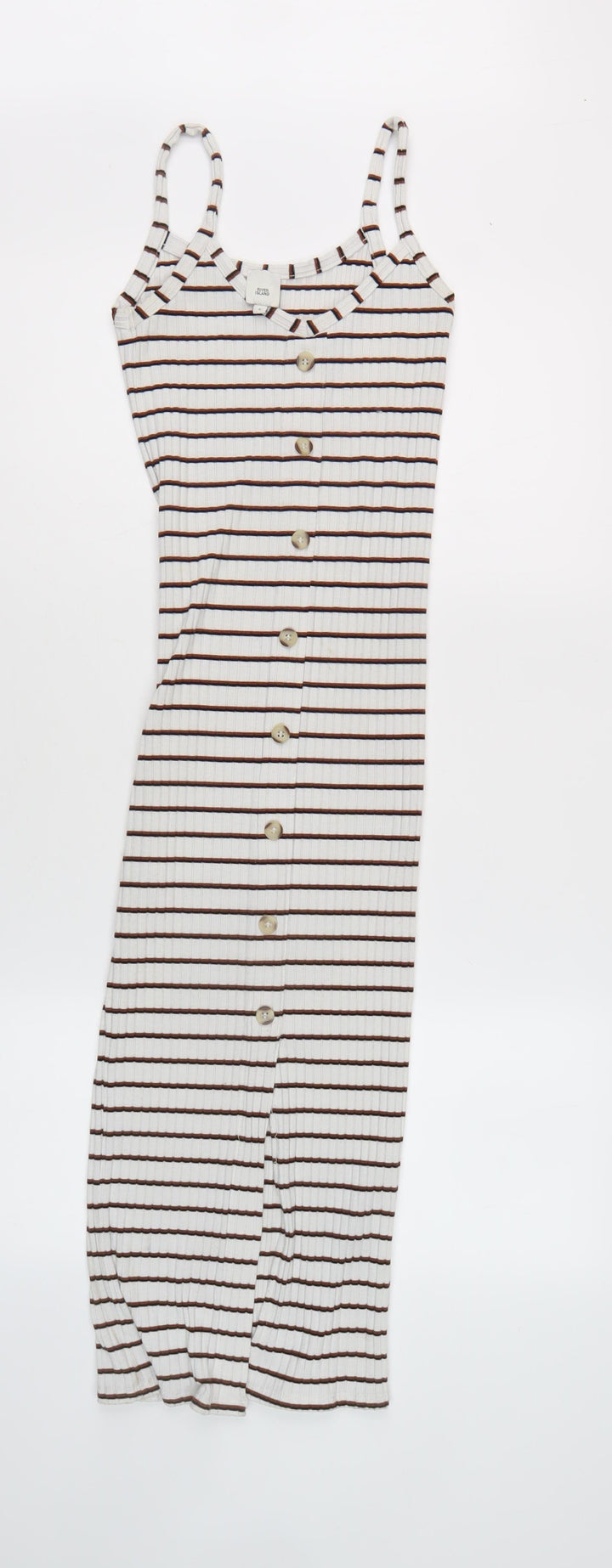 River Island Women's White Striped Slip Dress Size 6
