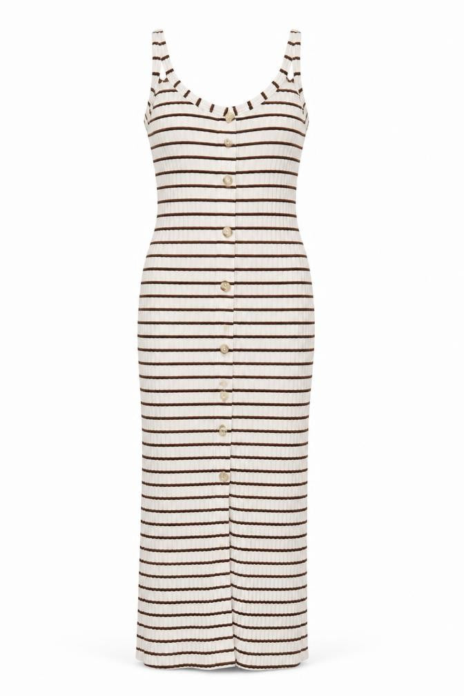 Front view of River Island Women's White Striped Slip Dress, size 6