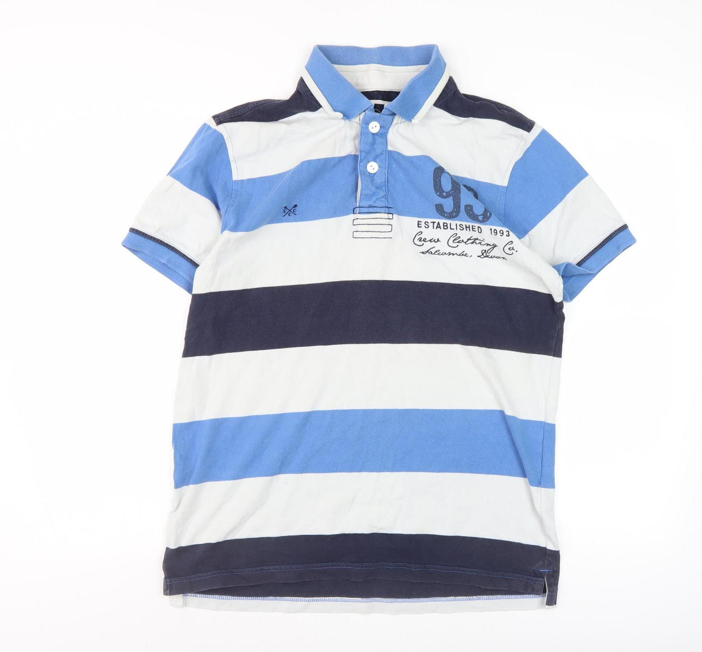 Crew Clothing Co. Men's Blue Striped Polo Shirt M