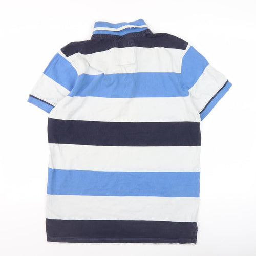 Crew Clothing Co. Men's Blue Striped Polo Shirt M