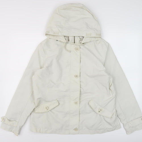 Lands' End Women's Beige Mid-Length Rain Jacket M