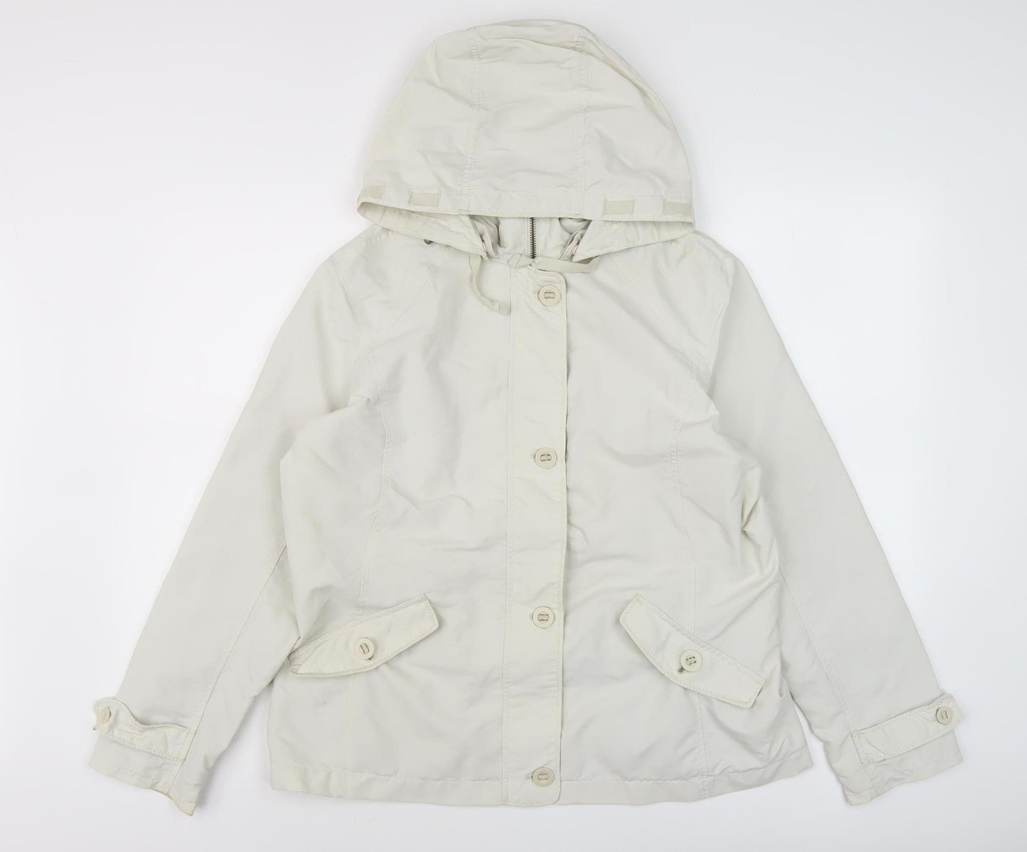 Lands' End Women's Beige Mid-Length Rain Jacket M