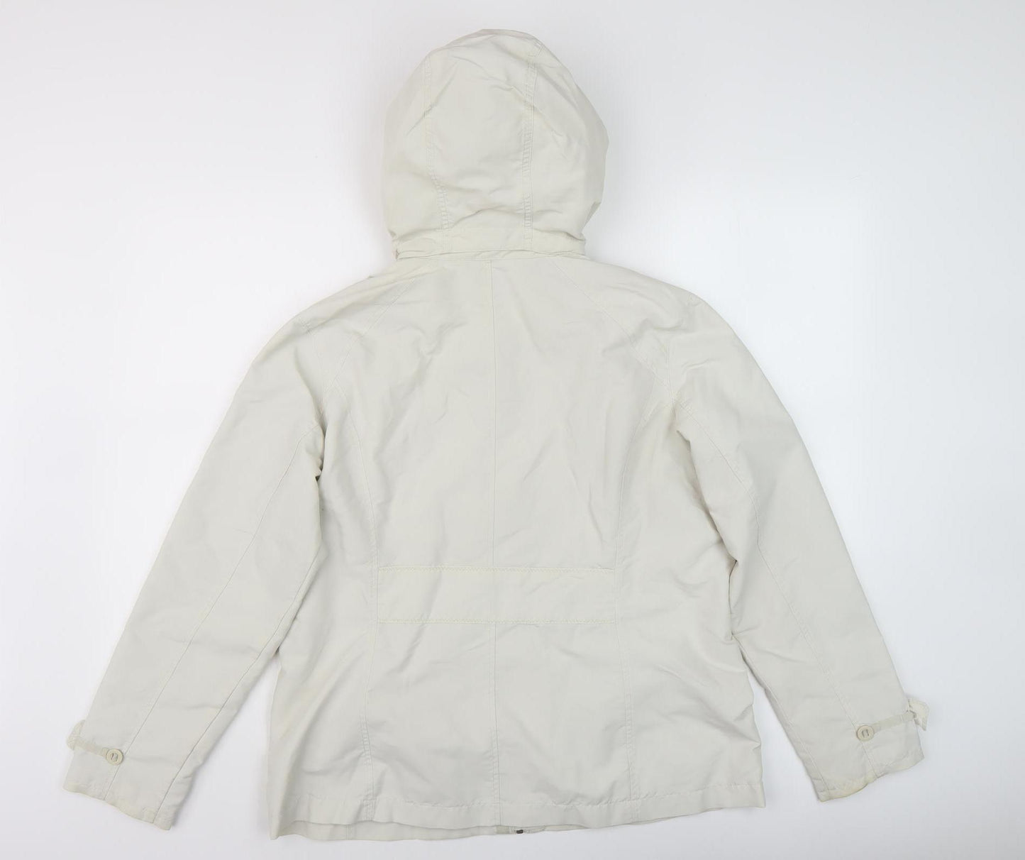 Lands' End Women's Beige Mid-Length Rain Jacket M