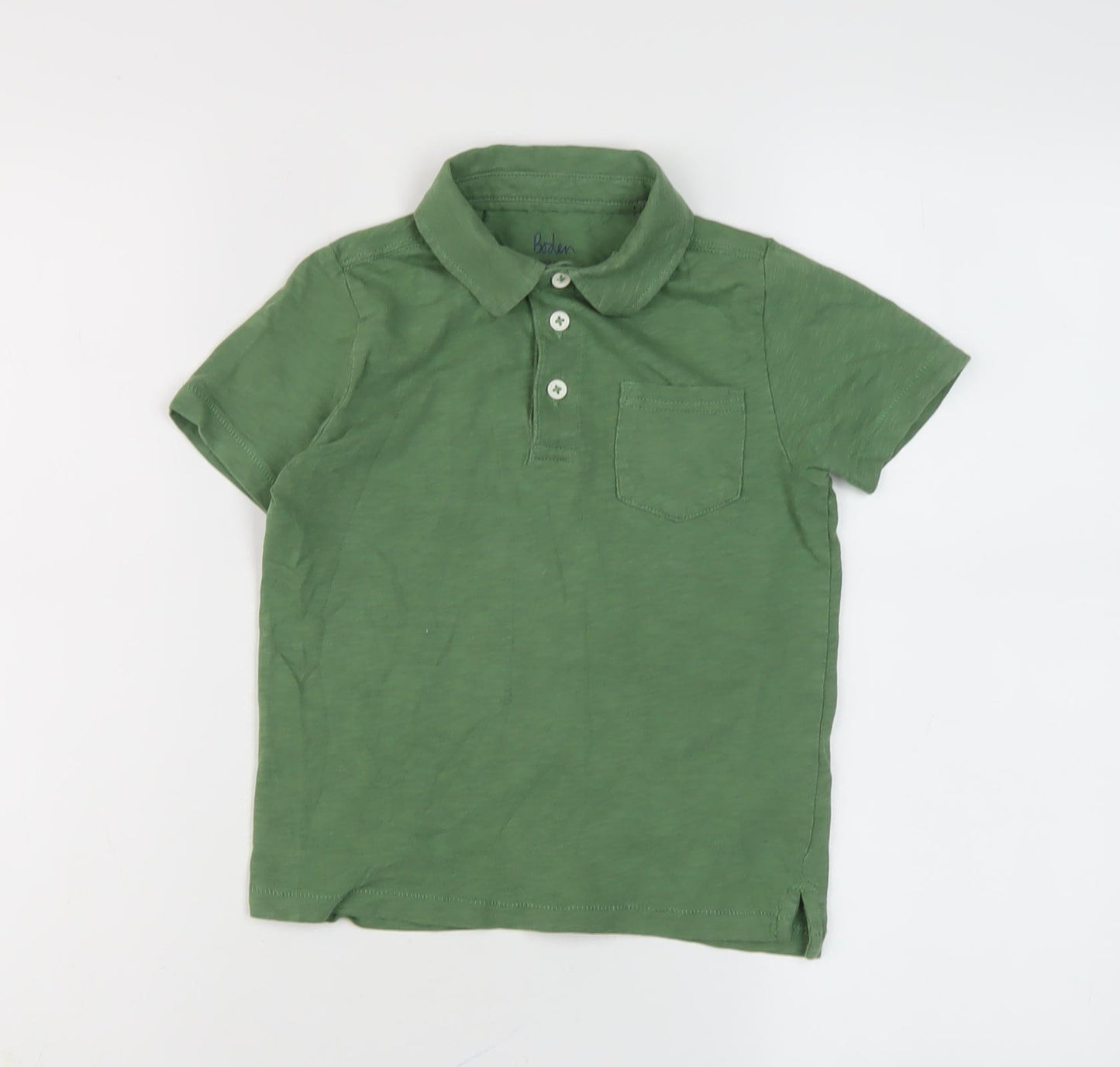 Boden Boys Green Polo Shirt 5-6 Years Short Sleeve