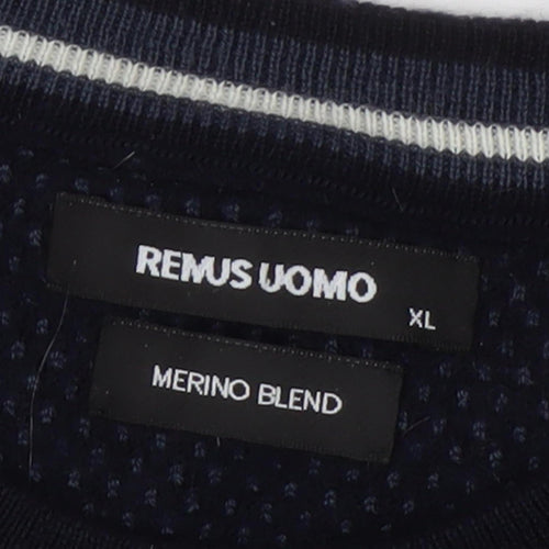 Remus Uomo Men's Black Wool Pullover Jumper XL