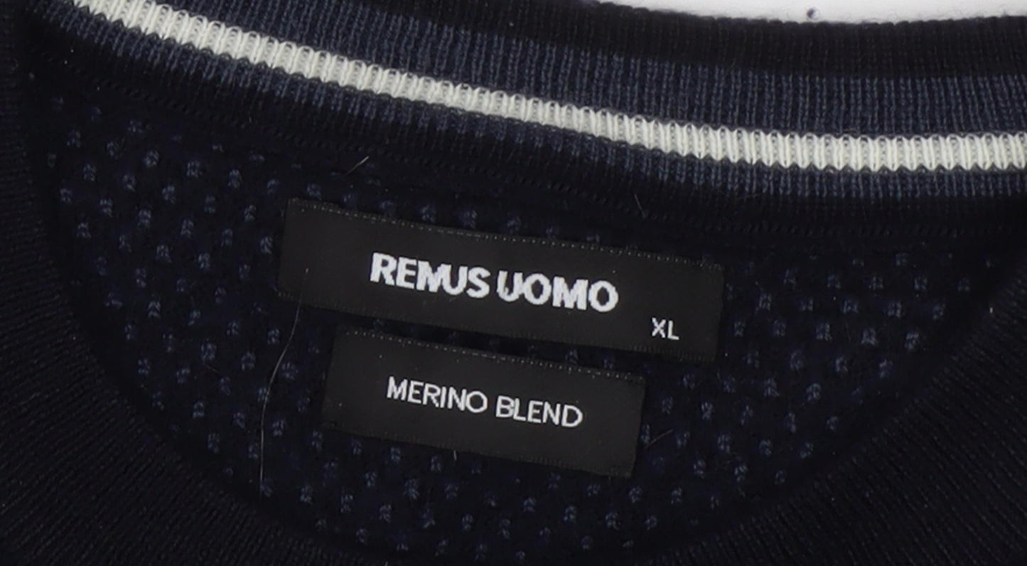 Remus Uomo Men's Black Wool Pullover Jumper XL