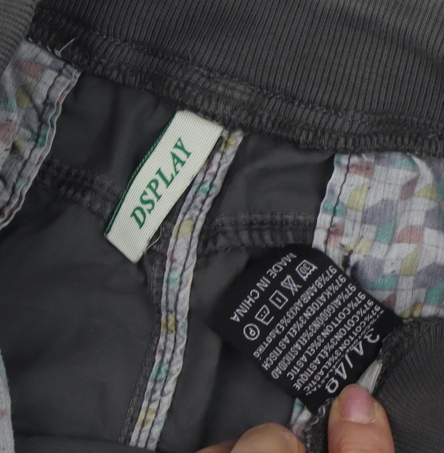 DISPLAY Men's Grey Cargo Trousers Size 34W