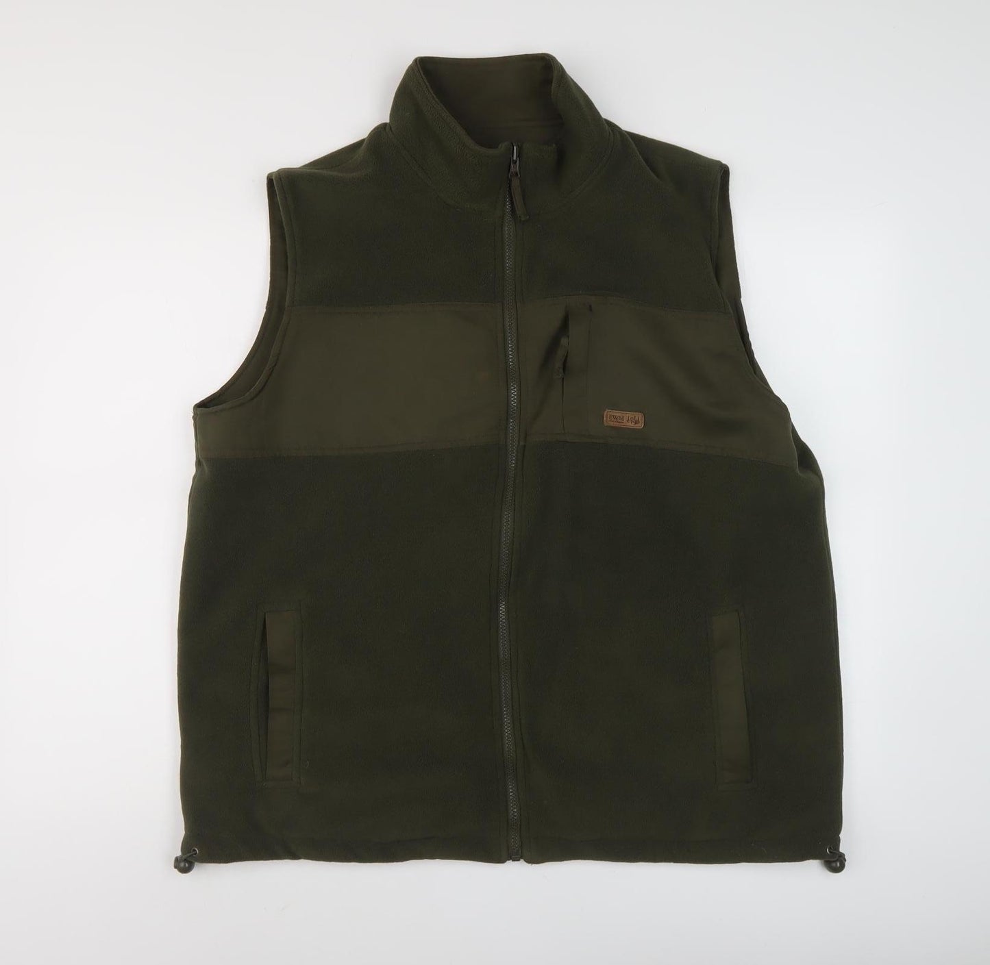 EWM Men's Green Fleece Waistcoat, Size L, Casual Zip Vest