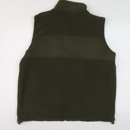 EWM Men's Green Fleece Waistcoat, Size L, Casual Zip Vest
