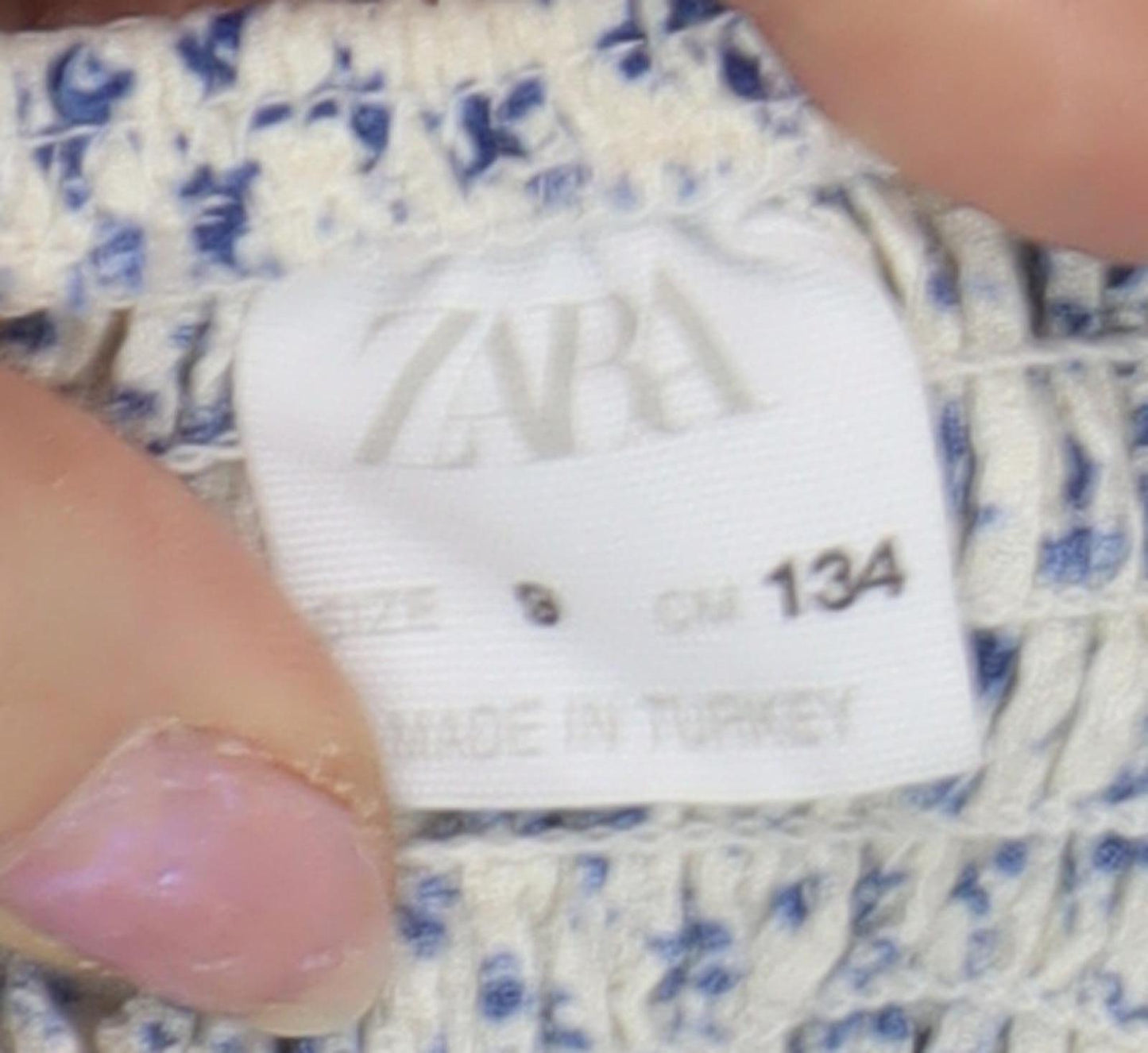 Zara Girls White Blue Floral Mini Skirt, Size 9 Years