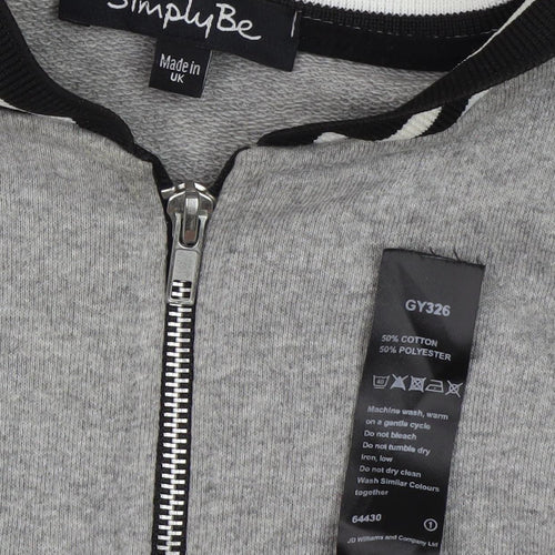 Simply Be Women's Grey Varsity Jacket Size 16