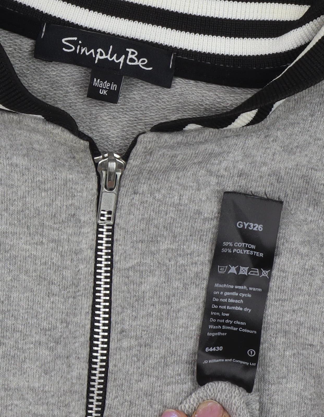 Simply Be Women's Grey Varsity Jacket Size 16