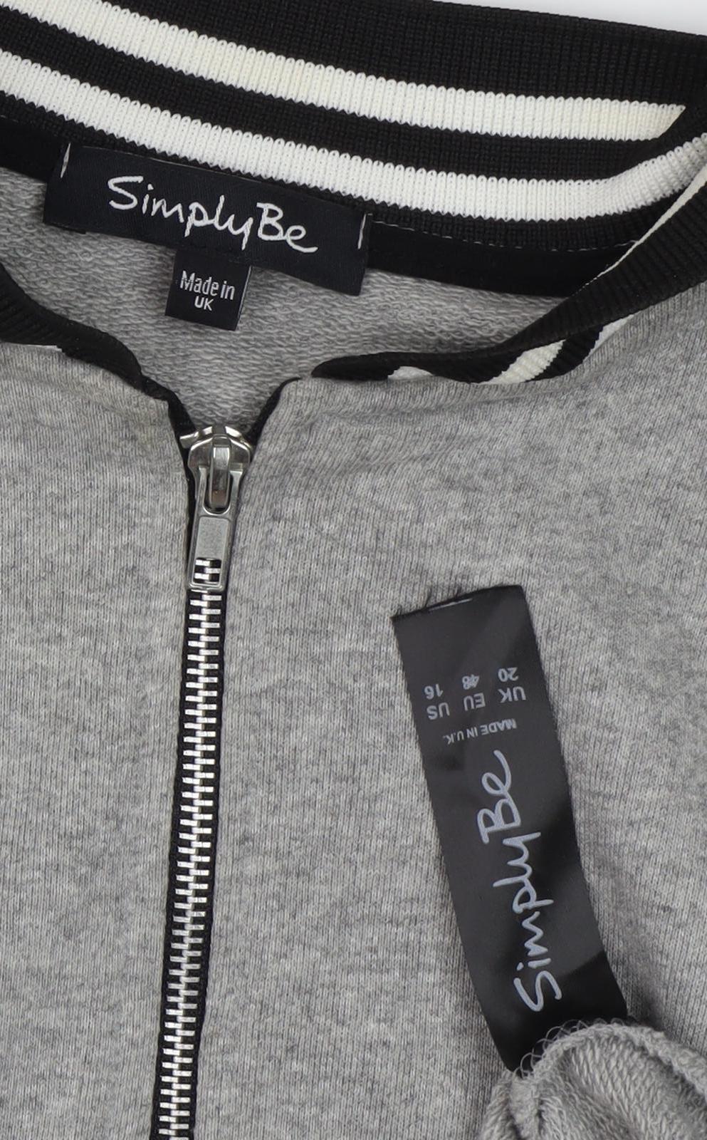 Simply Be Women's Grey Varsity Jacket Size 16