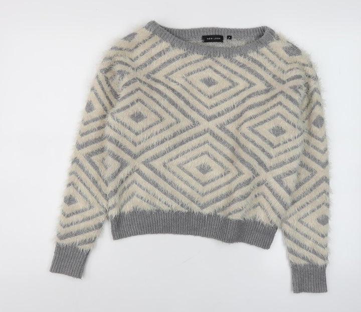 New Look Women's Grey Pullover Jumper Size 8