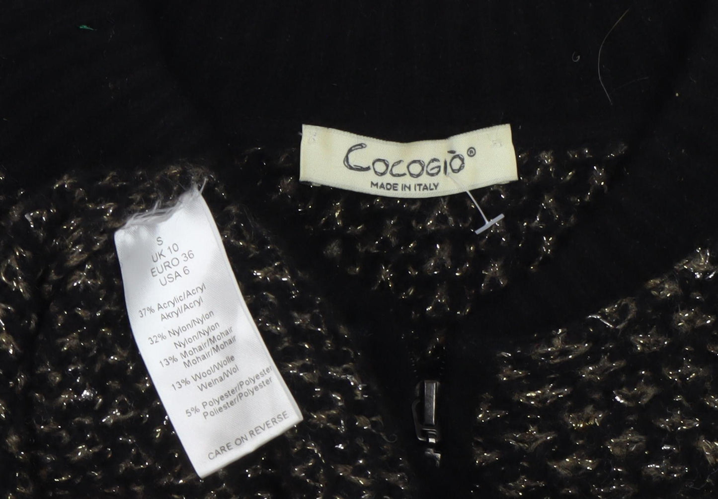 Cocogio Women's Black Full Zip Jumper, Size 10