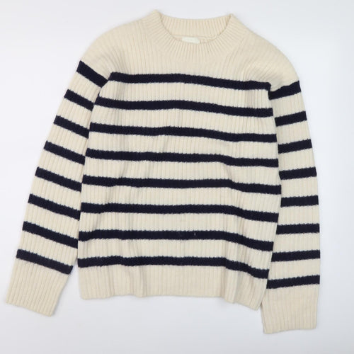H&M Women's Ivory Striped Medium Pullover Jumper