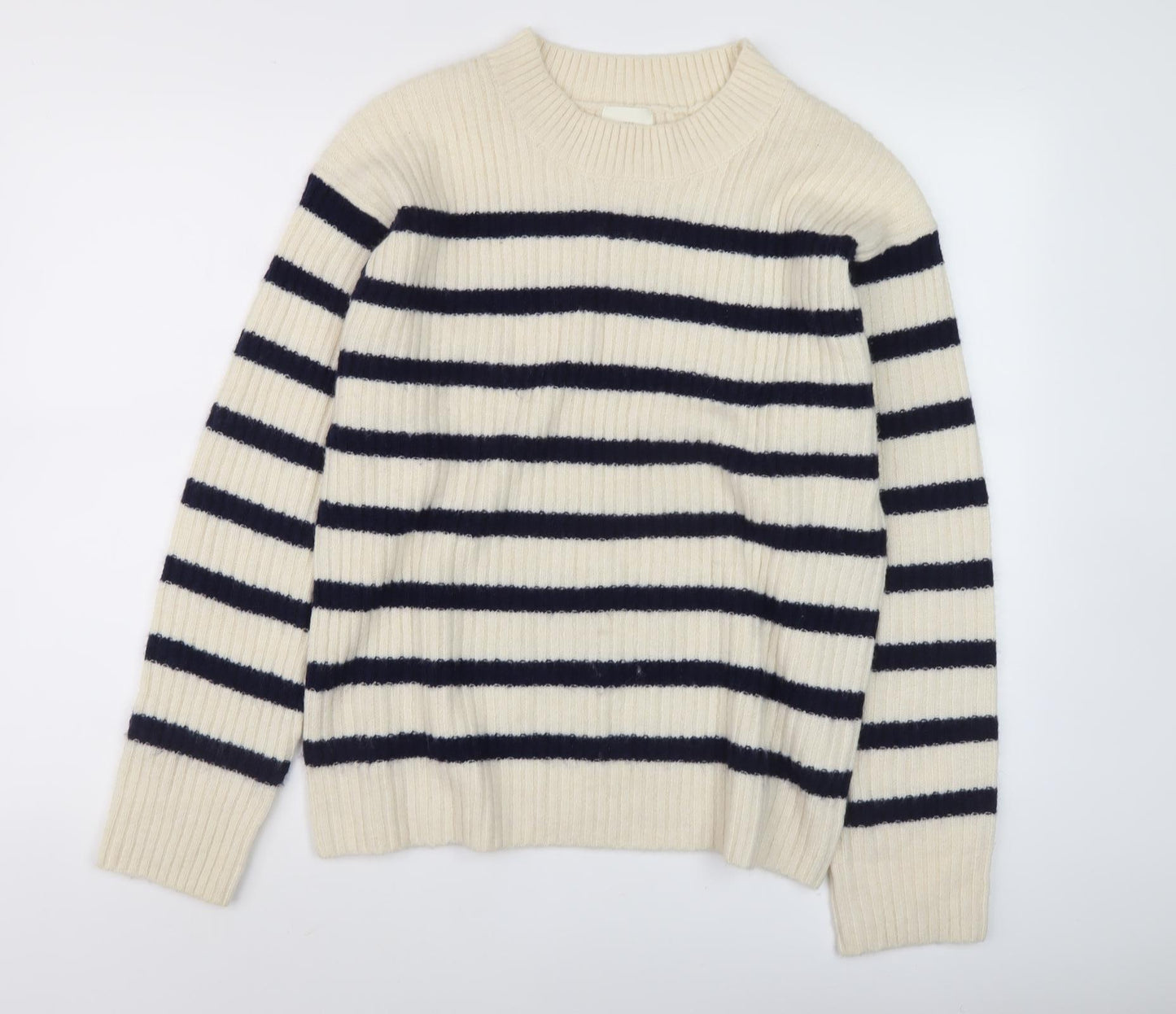 H&M Women's Ivory Striped Medium Pullover Jumper