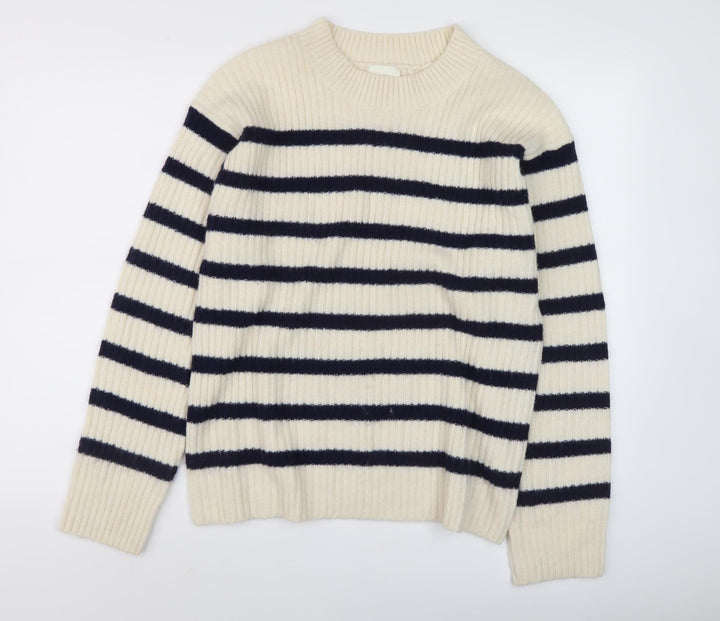 H&M Women's Ivory Striped Medium Pullover Jumper