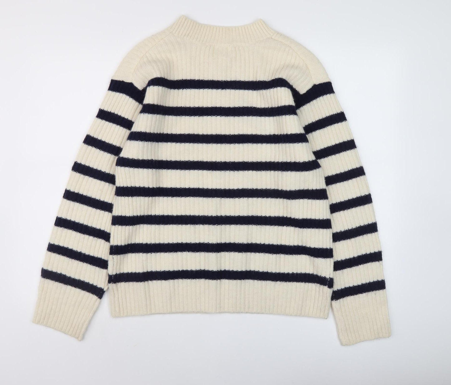 H&M Women's Ivory Striped Medium Pullover Jumper