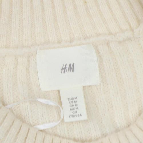 H&M Women's Ivory Striped Medium Pullover Jumper