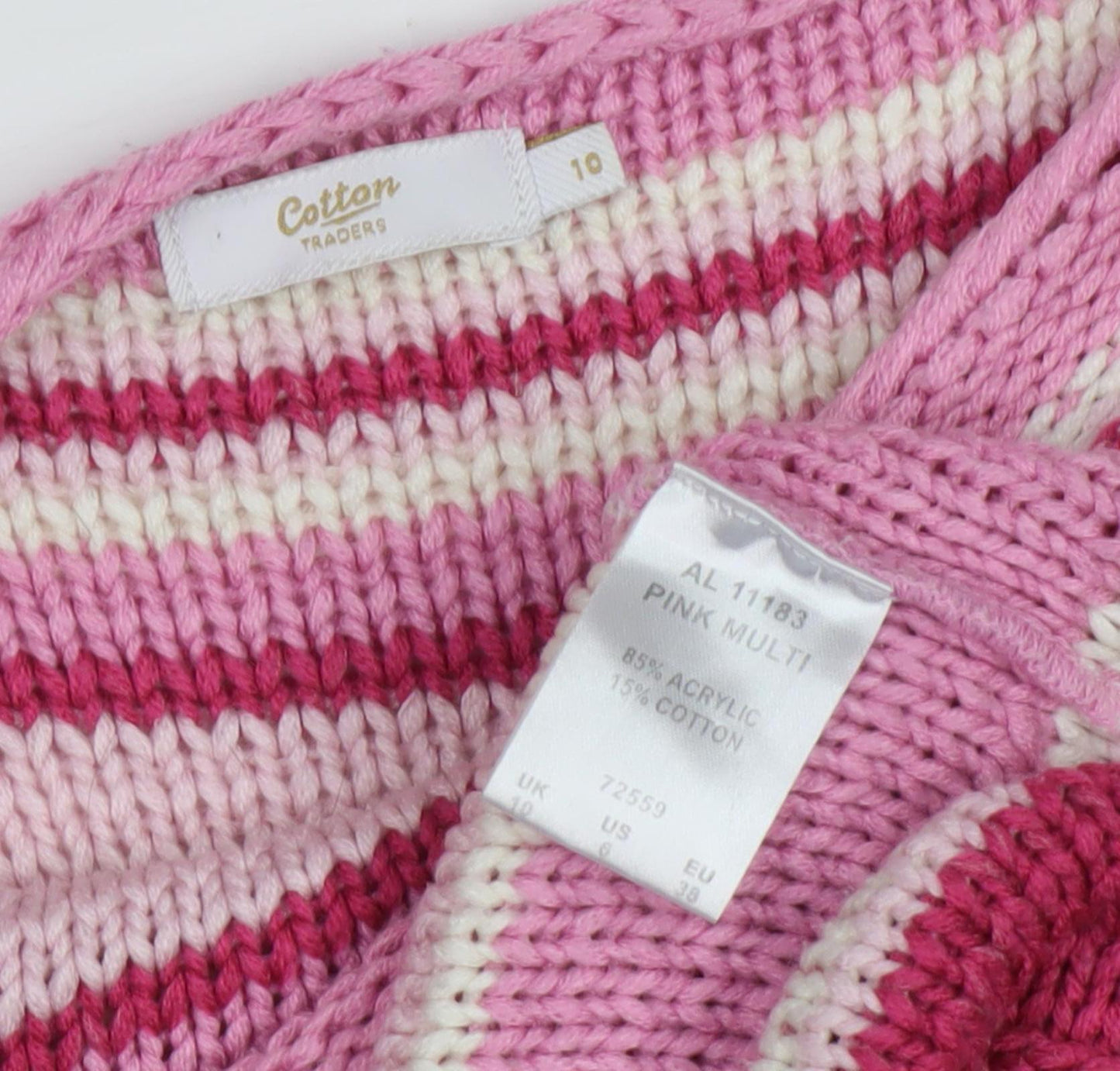 Cotton Traders Women's Multicoloured Stripe Jumper, Size 10