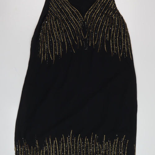 Promod Women's Black Beaded Sleeveless Cocktail Dress