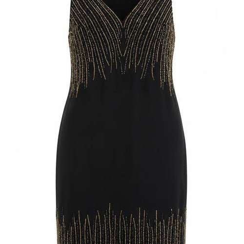 Promod Women's Black Beaded Sleeveless Cocktail Dress