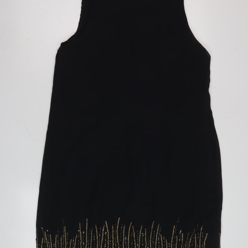 Promod Women's Black Beaded Sleeveless Cocktail Dress