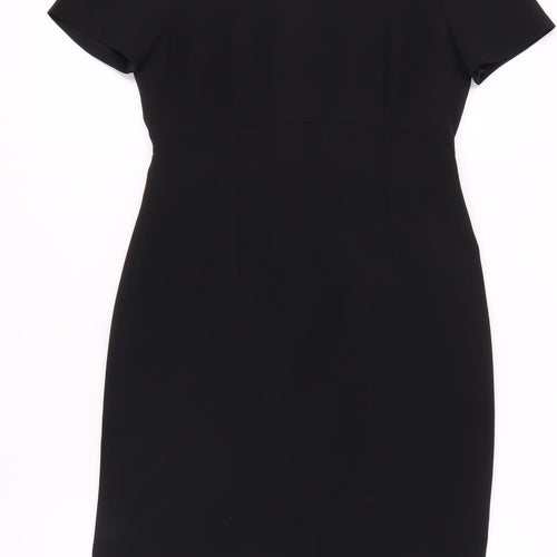 Next Women's Black Sheath Dress, Size 10, Short Sleeve, Button