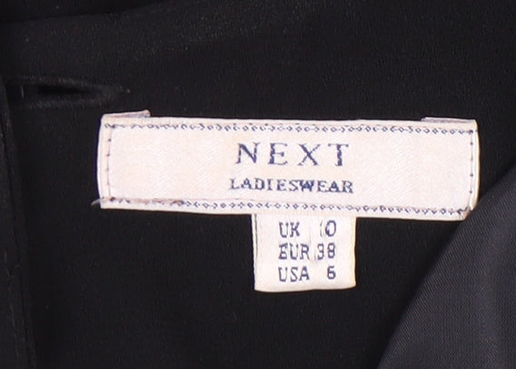 Next Women's Black Sheath Dress, Size 10, Short Sleeve, Button