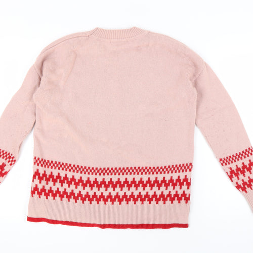 Boden Women's Pink Geometric Knit Pullover Jumper M