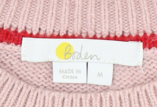 Boden Women's Pink Geometric Knit Pullover Jumper M