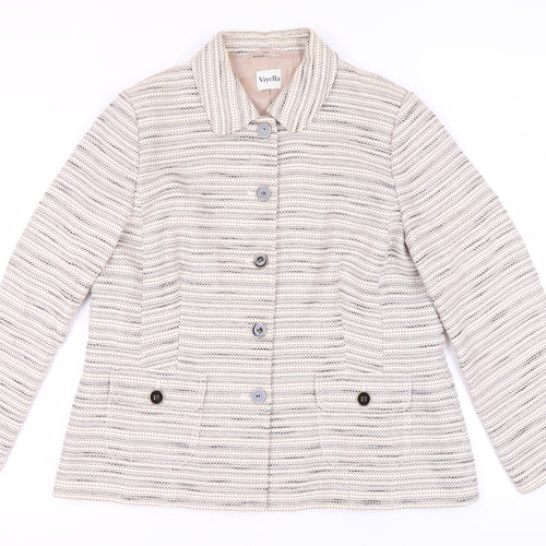 Viyella Women's Ivory Blazer UK 18 Striped Cotton Blend