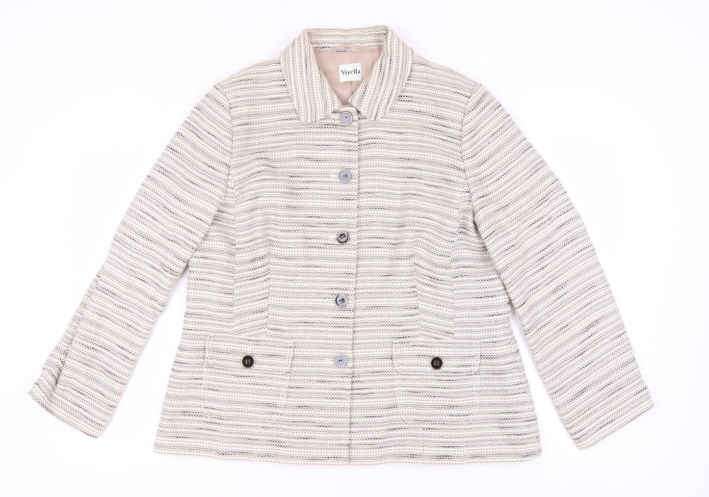 Viyella Women's Ivory Blazer UK 18 Striped Cotton Blend