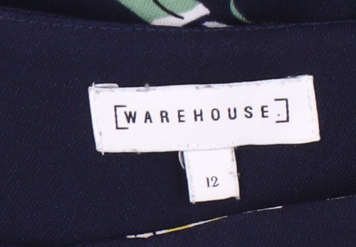 Warehouse Women's Blue Floral Culottes - Size 12