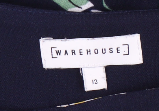 Warehouse Women's Blue Floral Culottes - Size 12